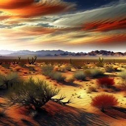 desert panorama, reminiscent of the fiery expanses of Arizona