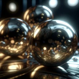 3 clear metal balls scattered in space, ethereal celestial light above, epic photo, sharp on highly detailed skin with wrinkles and high contrast, photorealistic, 4K, 3D, realism, hyperrealism, detail, good lighting, detailed texture, modern photography style, 3D, 4D, 4K --2:3