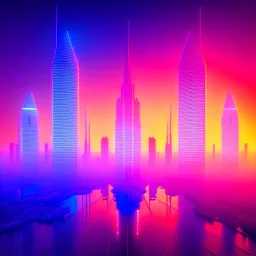 beautiful synthwave city, 8K resolution