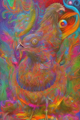 big colorful turkey in psychedelic world