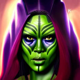 ultra detailed portrait of beautiful Gamora , extremely detailed digital painting, extremely detailed face,crystal clear eyes, in the style of robert e howard and pablo oliveira and Ken Kelley and Keith Parkinson ,mystical colors,perfectly centered image, perfect composition, rim light, beautiful lighting,8k, stunning scene, raytracing