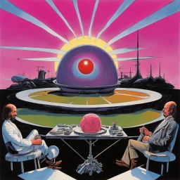 Pink Floyd album art for "Atom Heart Mother", surreal, by Terry Oakes, by Jack Ohman, by Gerald Scarfe, concept art, dramatic, silkscreened, color ink illustration, psychedelic album cover, expansive, smooth, breast milky mind your throats please!