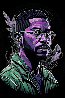 A DIGITAL ART portrait of a biologist man. Black