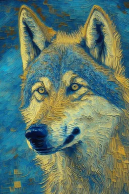portrait of a wolf in van gogh style