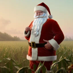 franz frazetta styl,santa claus in the middle of the corn field