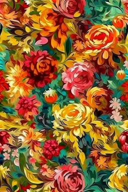 flowers floral pattern in the style of Pierre-Auguste Renoir -- 3d