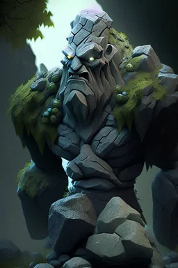 stone golem malphite scary wizard druid photorealistic