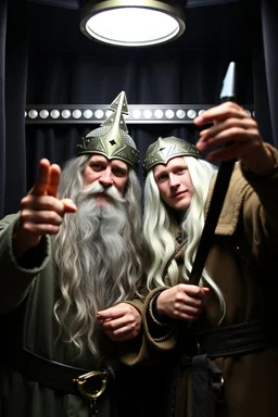 Gandalf and Legolas taking pics inside photo booth.