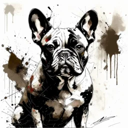 French bulldog dog with gentle expression in the style of Willem Haenraets, Yoji Shinkawa, Guy Denning, Florian Nicolle