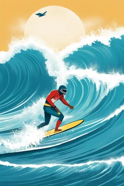 [illustration by Mil Mascaras] Le surf, c’est la liberté, Gauches ou droites, il faut les écouter, Je les suis, je suis debout, Elles me guident, je les allonge.