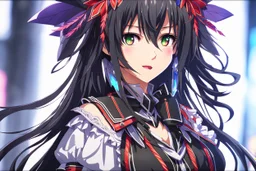 Kurumi in 8k sci-art drawing style, date a live them, Kurumi custom, neon effect, intricate details, highly detailed, high details, detailed portrait, masterpiece,ultra detailed, ultra quality