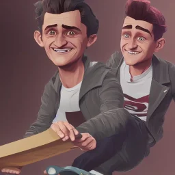 casey Neistat on a skateboard smiling