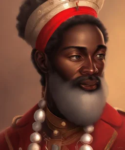 Negro Felipe, african slave, red uniform, red headband, short beard