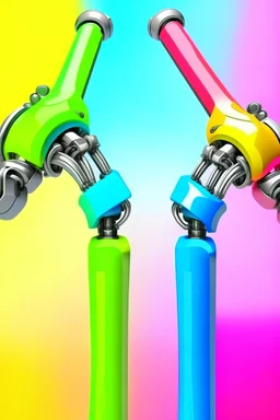 Draw the flexible link robotic arms with a flexible joint as the research object. More colorful industrialization. More colorful background.Better looking background