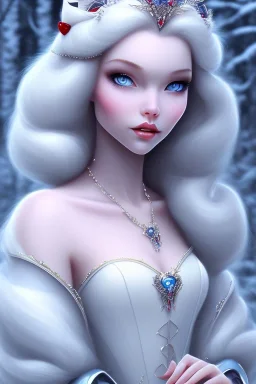 Snow white, beautiful, soft, blues eyes, straight and blonde long hair