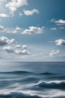 soffio di vento su mare azzurro con cielo con piccole nuvole bianche