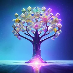  hedjuk,Tree of Life, crystal city crystalline in the sky, renderin, room, cosmic, opalescent, 100mm, opalescent, gemstones, crystals, object, other worldly,water, cristal rock ,bright, ice backg