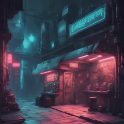 dnd, dungeon, outside of barber shop in cyberpunk style