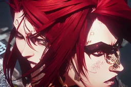 beautiful punk girl, hyper detailed, intricately detailed, illustration by <kilian eng> <Yoji Shinkawa>, darkred tones,