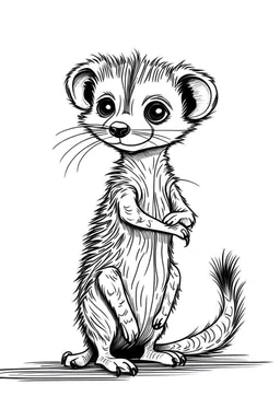 outline art for Meerkat Pup coloring pages with sitch, white background, Sketch style, full body, only use outline, toddlers style, clean line art, white background, no shadows and clear and well outlined.