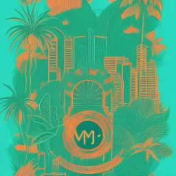 tropical, city, latino, plants, streets, risograph poster, flat design