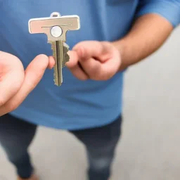 man holding keys