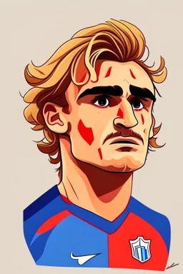 Antoine Griezmann French football player ,cartoon 2d