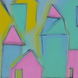  pastel colors, abstract art, birds houses