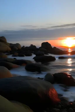 sirenas en las rocas en primer plano al amanecer de la isla Antemoesa