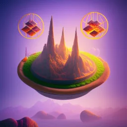 100mm photo of isometric floating island in the sky, surreal pizza with pizza, intricate, high detail, behance, microworlds smooth, macro sharp focus, centered