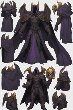 Fry grim reaper knight hero with black wings and cool black plate armor trimmed in gold and purple with a flowing black cape but with a handsome human vampire face