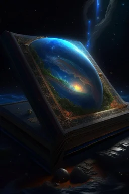 an epic book with glowing inside space, stars, galaxies, clouds, planets, sea, hyperdetalization glass, soft light, glitter, professional photo, beautiful,3d, realistic, 64k, hyperrealism, highly detailed digital painting, high resolution, high detail, mysticism, backlight, fantasy, atmosphere, painting, gothic art, realistic, noir, dark tones, color engraving, professional illustration