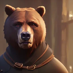 Realistic Bear in a medieval city, dark themed, Photorealism, cinematic