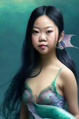 asian girl dressed like a mermaid full body