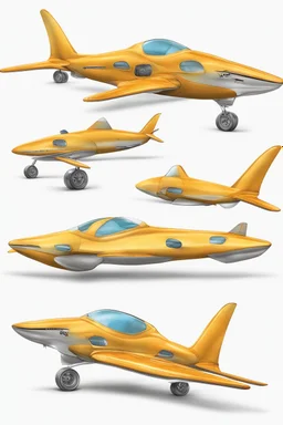 aeroplane inspired by shark with side view , quarter rear and front view