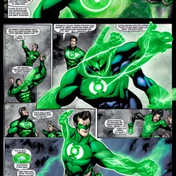 green lantern casting a shield construct from his ring, in the style of magic the gathering