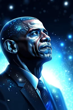 obama looking like andromeda galaxy, 4 k, down light, depth of field, trending art, spray paint, high detail, fantasy art, alien connection, future tech