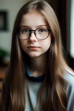 schoolgirl 16 years old with glasses
