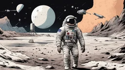 comic style, Moon landing
