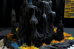 close extreme paper Mache diorama of a hyper extreme paper Mache diorama of a hyper extreme paper Mache diorama of a hyper extreme 3d wet liquid dripping black liquid ash water color of a standing at the dark city ally of the future reaching up to the fractal sky are the extreme melting dark nightmares that dwell within the past hyper intricate details high resolution crazy extreme depth of field tilt shift volumetric shadow smoky dense fog distorted figure in the background extreme intrica
