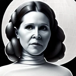 extremely detailed 8k hyperspace wallpaper,complete and photo realistic detailed head to waist stunning photo realistic portrait of carrie fisher as Princess Leia in star wars with Symmetrical, soft, fine, warm, photo realistic hair, brown eyes, professional majestic photo realistic painting by Ed Blinkey, Atey Ghailan, by Jeremy Mann, Greg Manchess, Antonio Moro, trending on ArtStation, Intricate, High Detail, Sharp focus, dramatic, by greg rutkowski,