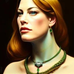 Epic Drawing of a Photorealistic dramatic hyperrealistic Liv Tyler,Crystal green eyes , elegant, with emerarld necklace, by WLOP, Artgerm ,Greg Rutkowski, Alphonse Mucha, Sandro Boticcelli, Gustav Klimt ,Beautiful ,busty, dynamic,shadows,Artstation,concept design art,Octane render,8K