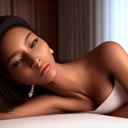 Beautiful thick Girl pose on bed,photorealistic, shiny skin,8k resolution, ultra detailed, rendered, unreal engine 5