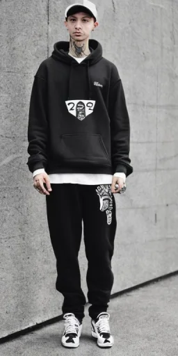 Man wearing stussy hoodie