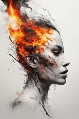 art, abstract, human, burning edges, (intense and emotional visual experience:1.5), (captivating and fiery ambiance:1.3), (dramatic and captivating essence:1.2), (fiery details:1.3), white background