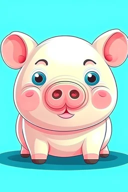 sweet illustration of a cute pig, in a cartoon style