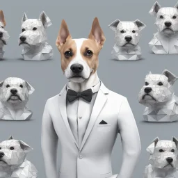 make one realistic business dog that is made of shapes and has a suit on looks a little like crystals lowest 2048 x 1152 pixels and highest 6 MB