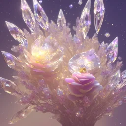 one big crystal subtle flower in a galactic ambiance with a beautiful fairy, transparent petals, delicate colors, in the foreground, full of details, smooth，soft light atmosphere, light effect，vaporwave colorful, concept art, smooth, extremely sharp detail, finely tuned detail, ultra high definition, 8 k, unreal engine 5, ultra sharp focus