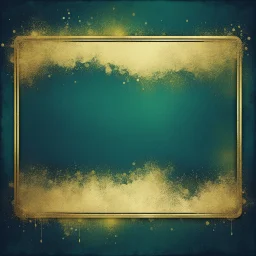 Hyper Realistic Green, Navy-Blue & Golden Abstract Retro Grunge-Frame-Texture