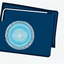 full view of a flattened vector image icon of an identification card, with a blueish color palette, transparent background .png.